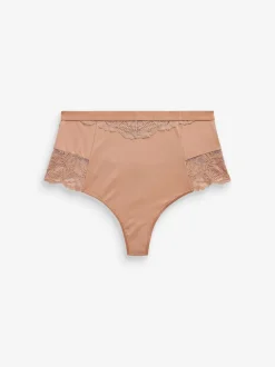 Black / Praline Nude Tummy Control Light Shaping High Waist Thongs 2 Pack