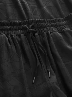 Black Abstract Viscose Vest Pyjamas