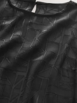 Black Abstract Viscose Vest Pyjamas