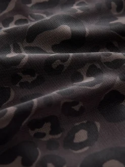 Black Animal Print Maternity Mesh Bardot Dress