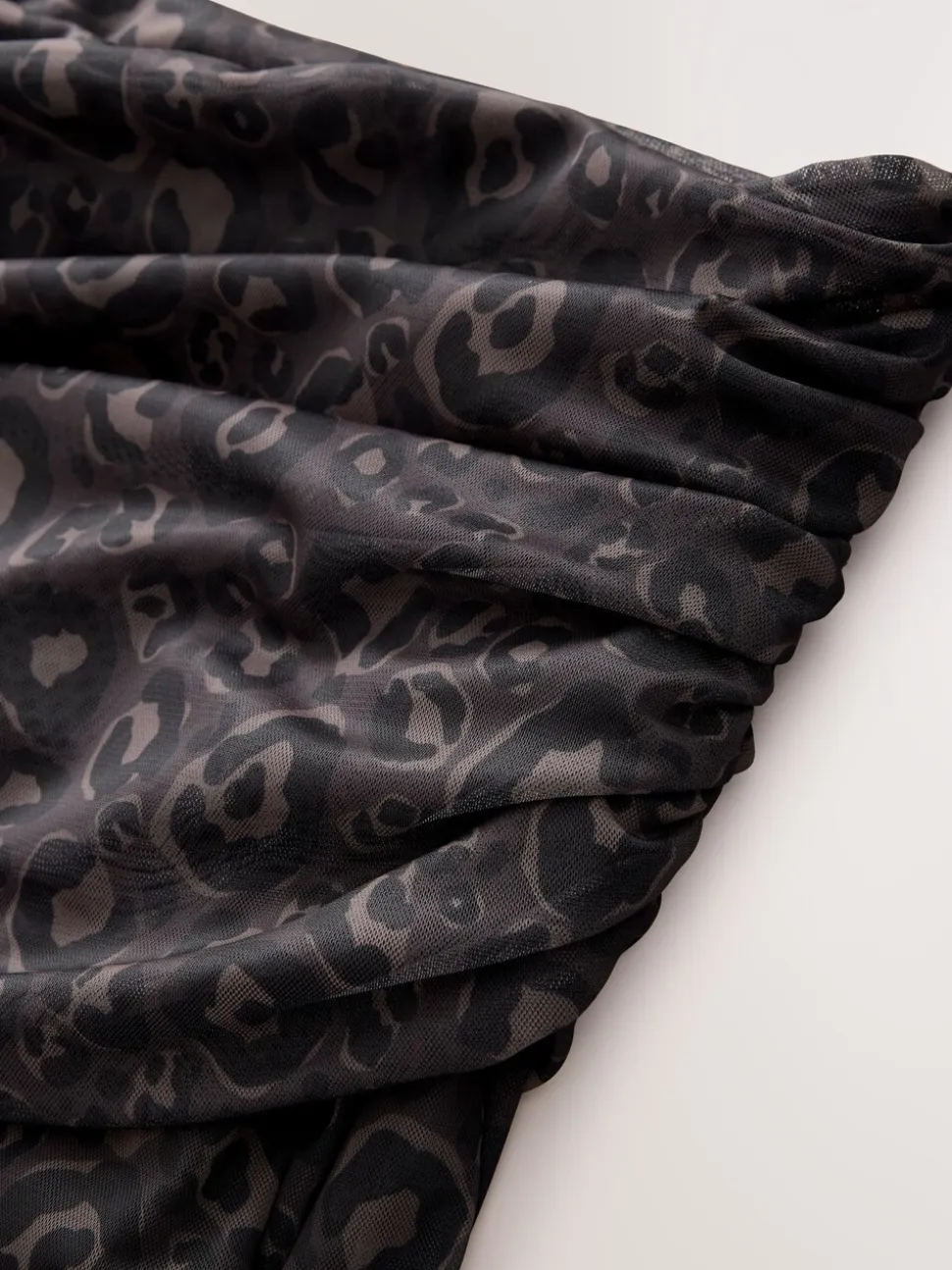 Black Animal Print Maternity Mesh Bardot Dress