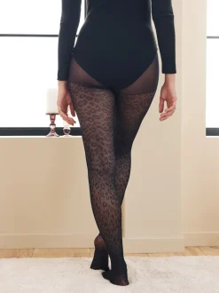 Black Animal Print Pattern Tights 1 Pack