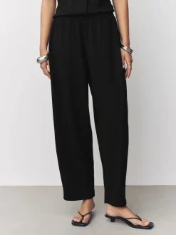 Black Barrel Leg Compact Trousers
