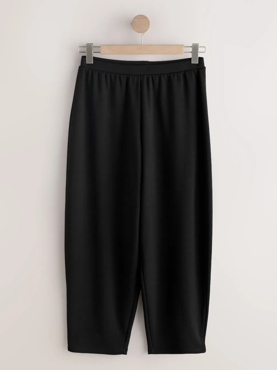 Black Barrel Leg Compact Trousers