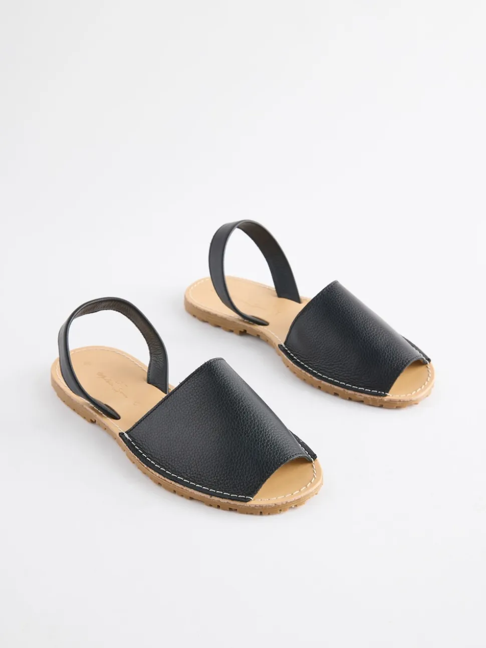 Black Beach Leather Sandals