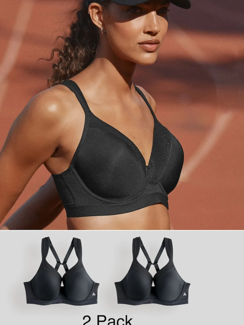 Black B-G High Impact Dry Tech Full Cup Wired Sports Bras 2 Pack