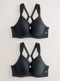 Black B-G High Impact Dry Tech Full Cup Wired Sports Bras 2 Pack