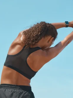 Black B-GG Active Sports High Impact Dry Tech Zip Front Bra