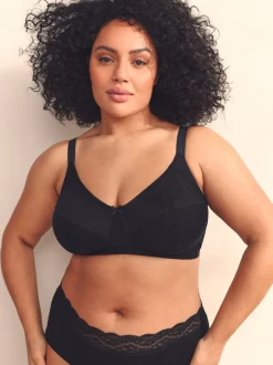 Black B-H Total Support Full Cup Non Wire Cotton Ultimate Comfort Bra