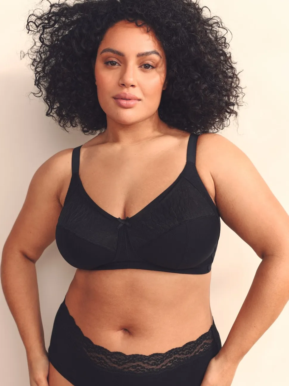 Black B-H Total Support Full Cup Non Wire Cotton Ultimate Comfort Bra