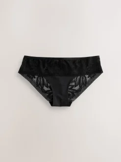 Black Brazilian Lace And Microfibre Knickers