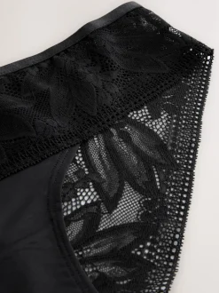 Black Brazilian Lace And Microfibre Knickers