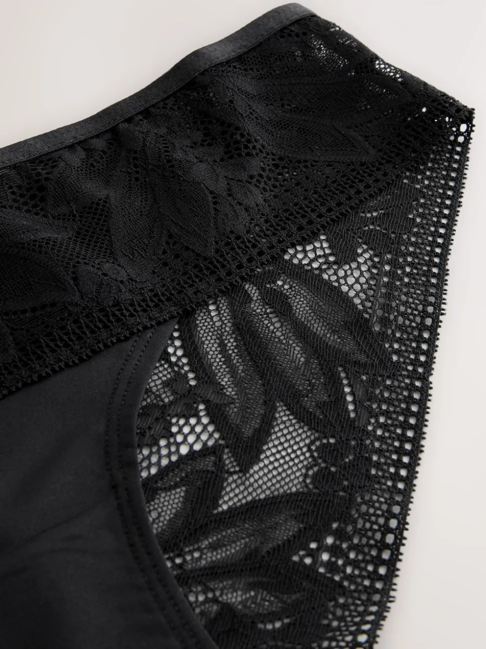 Black Brazilian Lace And Microfibre Knickers