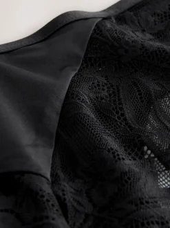 Black Brazilian Lace And Microfibre Knickers