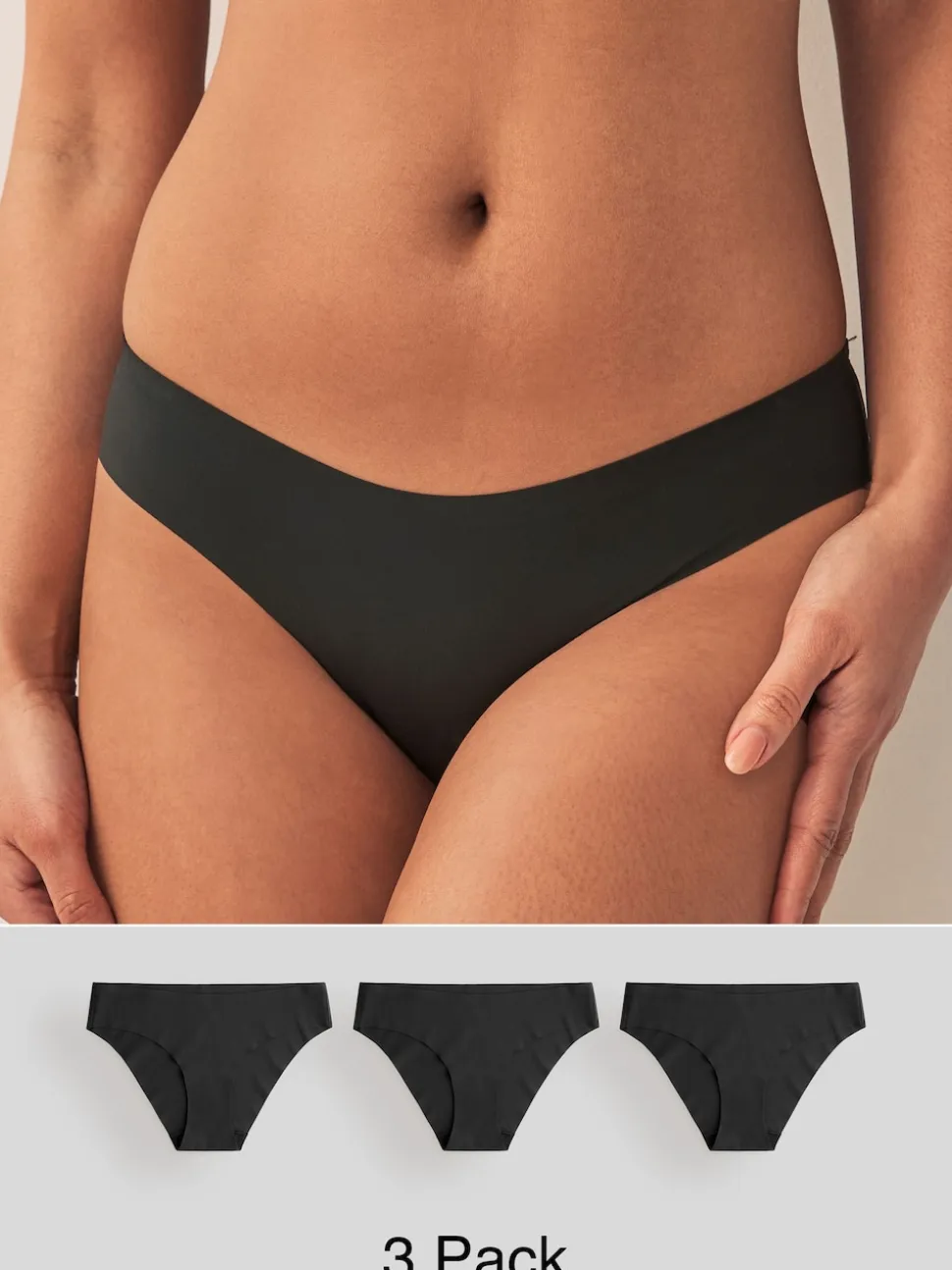 Black Brazilian No VPL Comfort Knickers 3 Pack