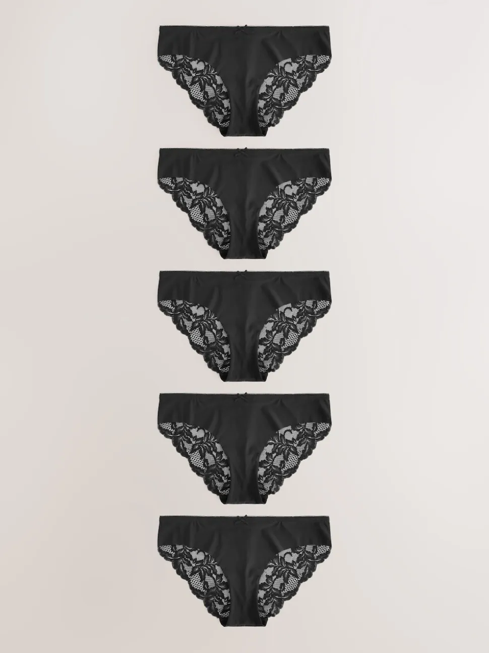 Black Brazilian No VPL Lace Back Briefs 5 Pack
