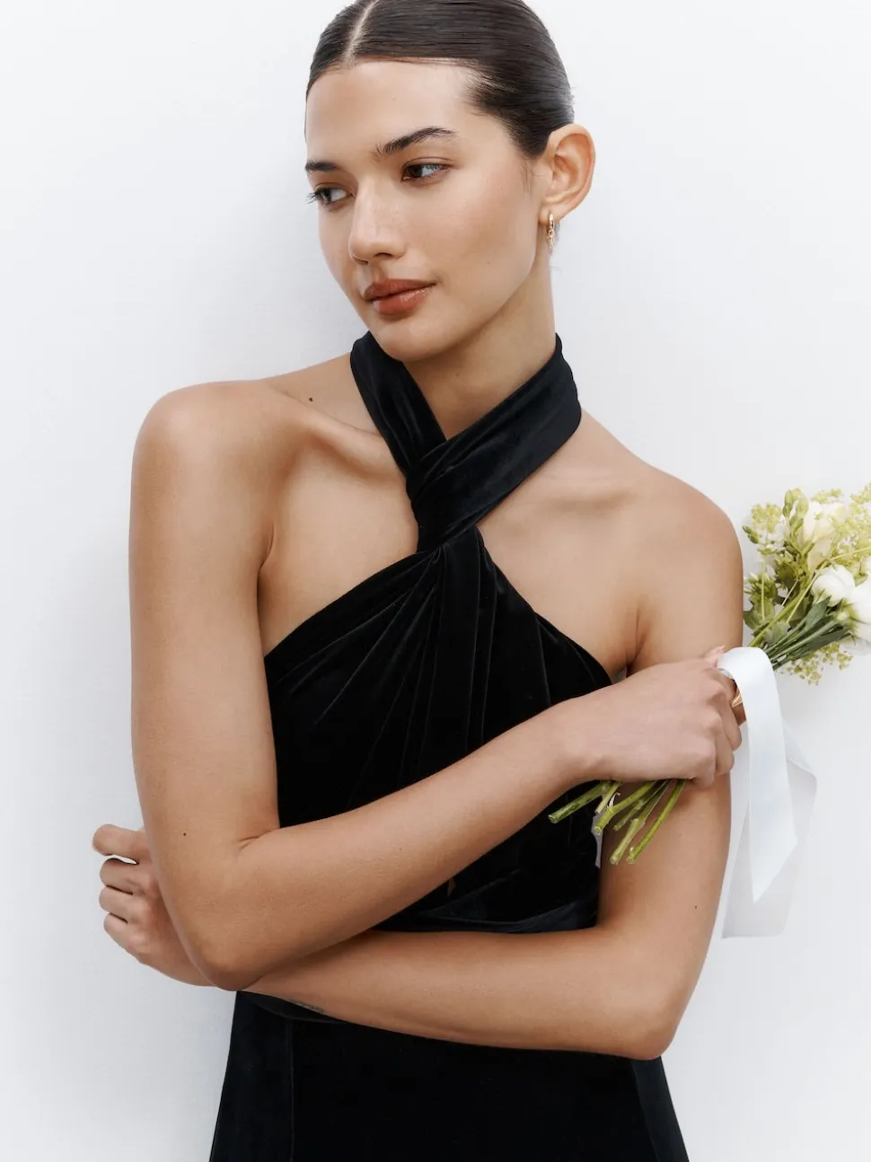 Black Bridesmaid Velvet Multiway Maxi Dress