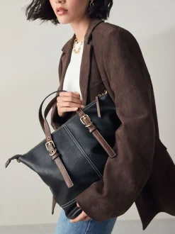 Black Buckle Hand Held Bag