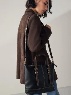 Black Buckle Hand Held Bag