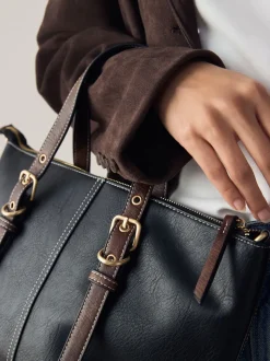 Black Buckle Hand Held Bag
