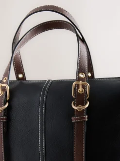 Black Buckle Hand Held Bag