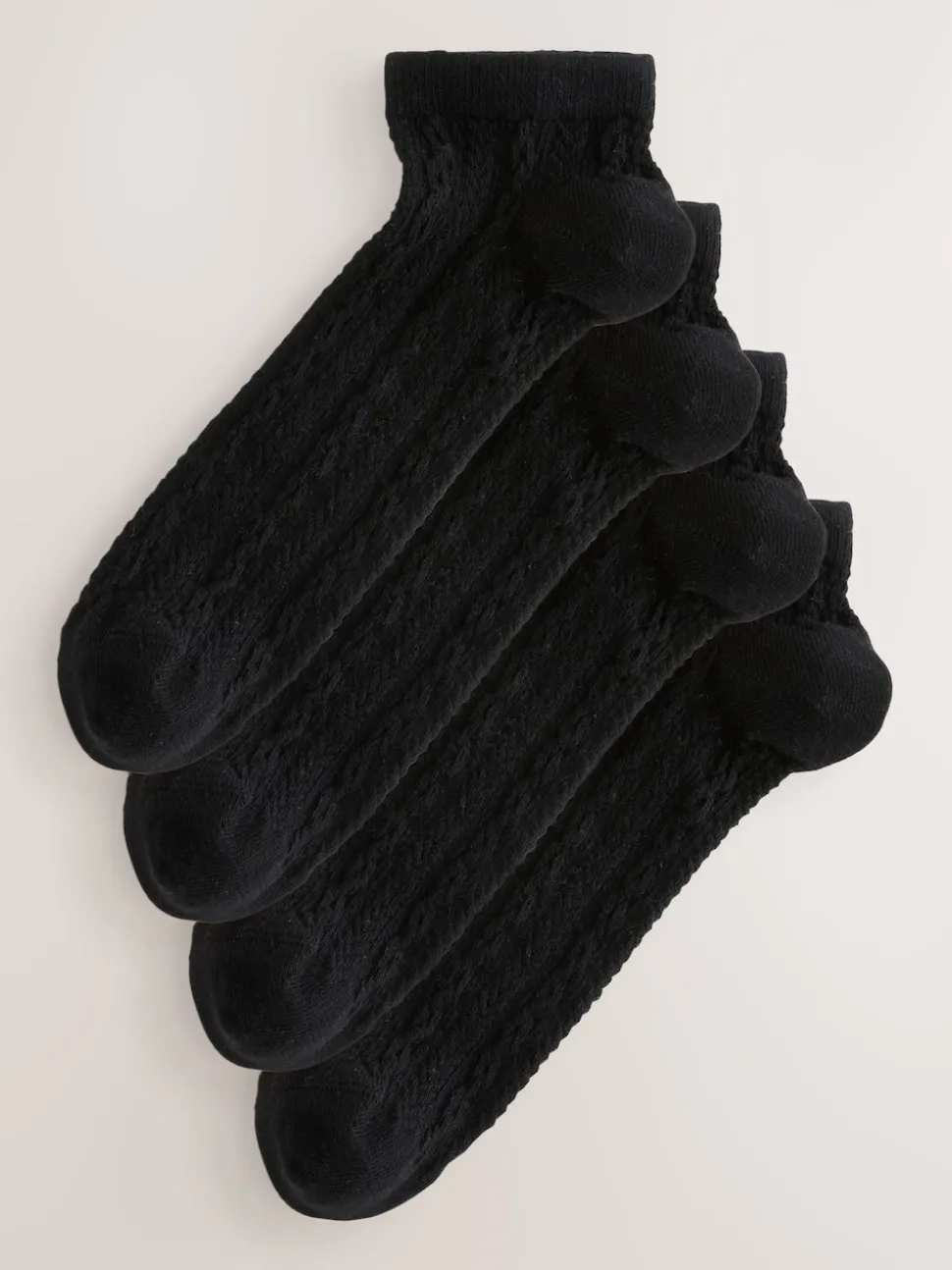 Black Cable Cable Trainer Socks 4 Pack