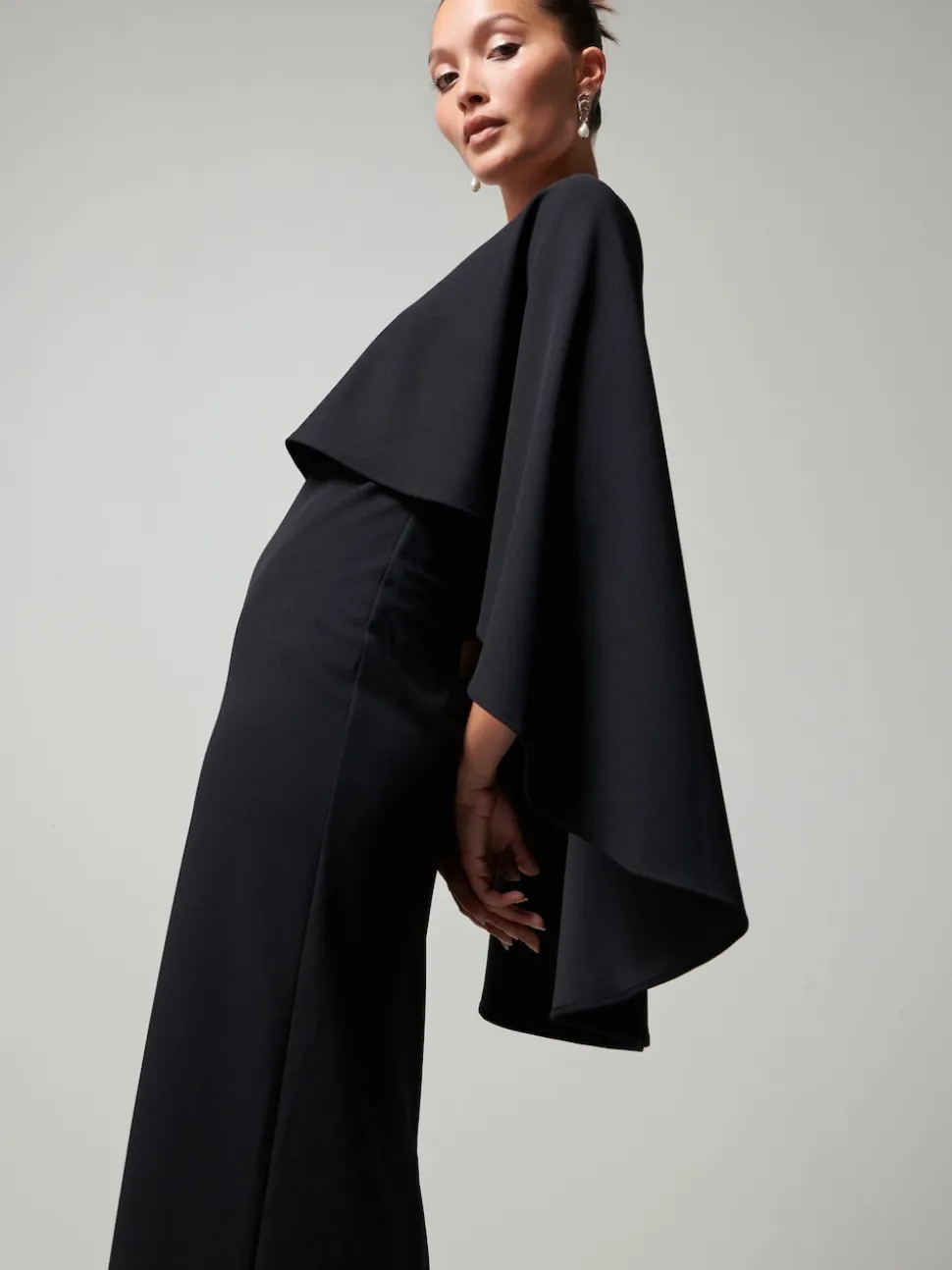 Black Cape Maxi Dress