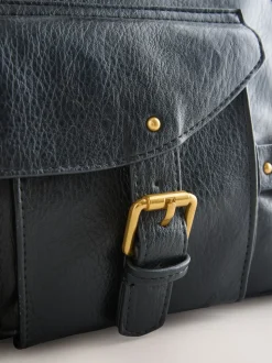 Black Charm Buckle Hand Held Bag