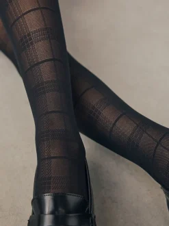 Black Check Pattern Tights 1 Pack