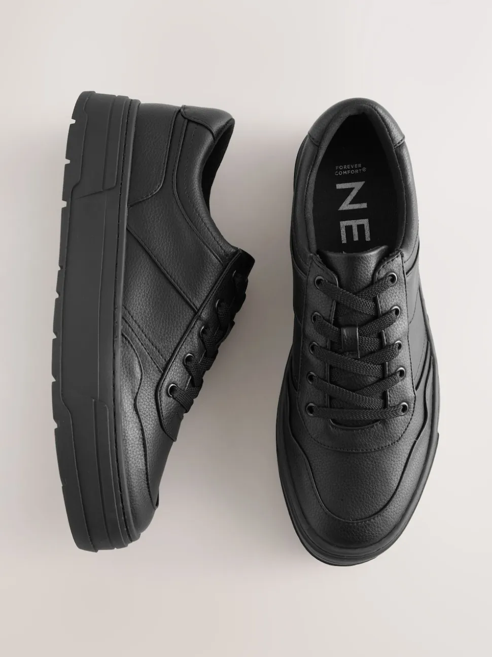Black Cleat Chunky Lace Up Trainers