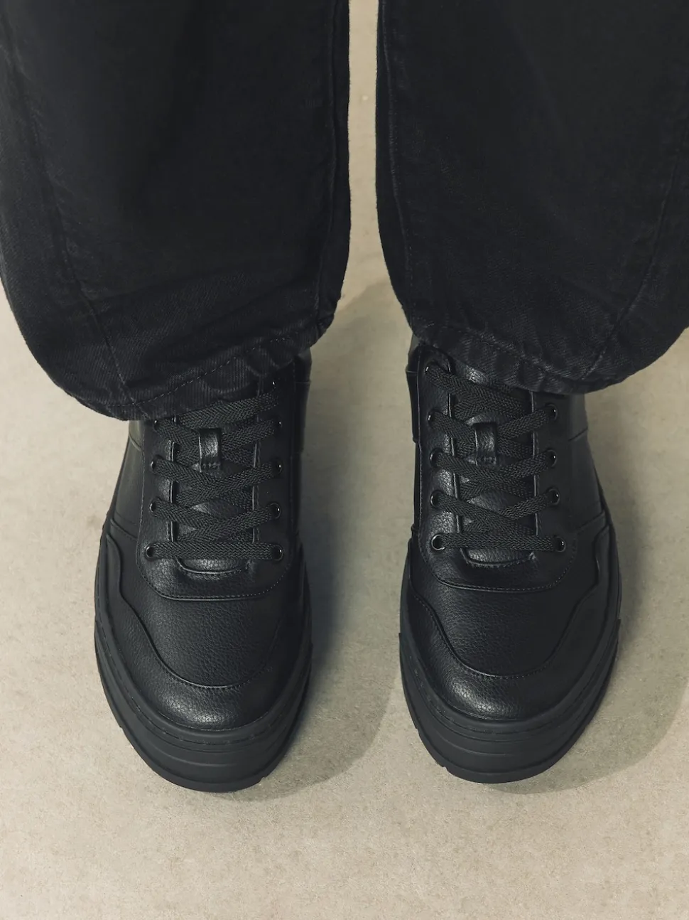 Black Cleat Chunky Lace Up Trainers