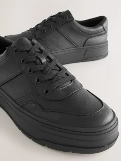 Black Cleat Chunky Lace Up Trainers