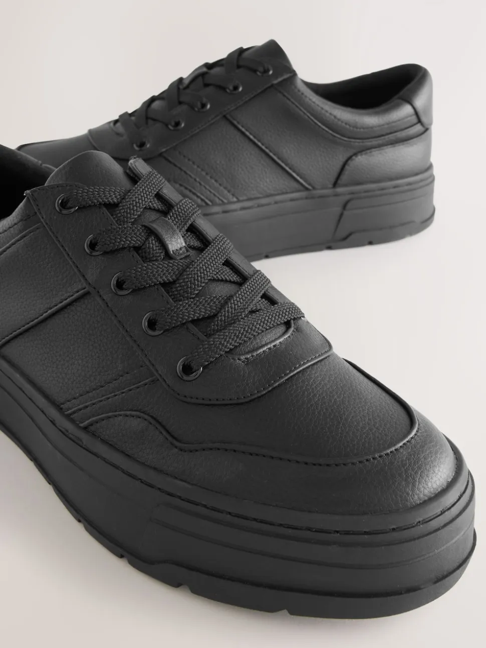 Black Cleat Chunky Lace Up Trainers