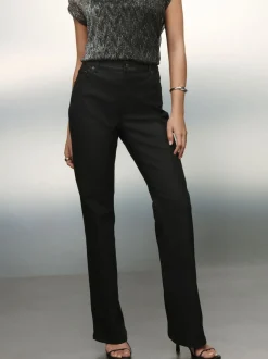 Black Coated Bootcut Jeans