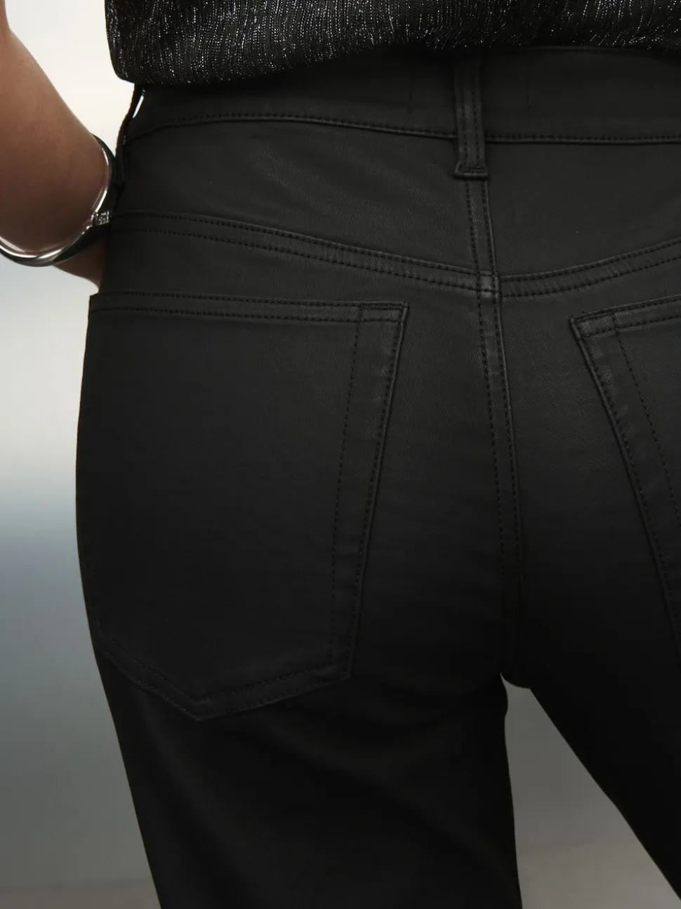 Black Coated Bootcut Jeans