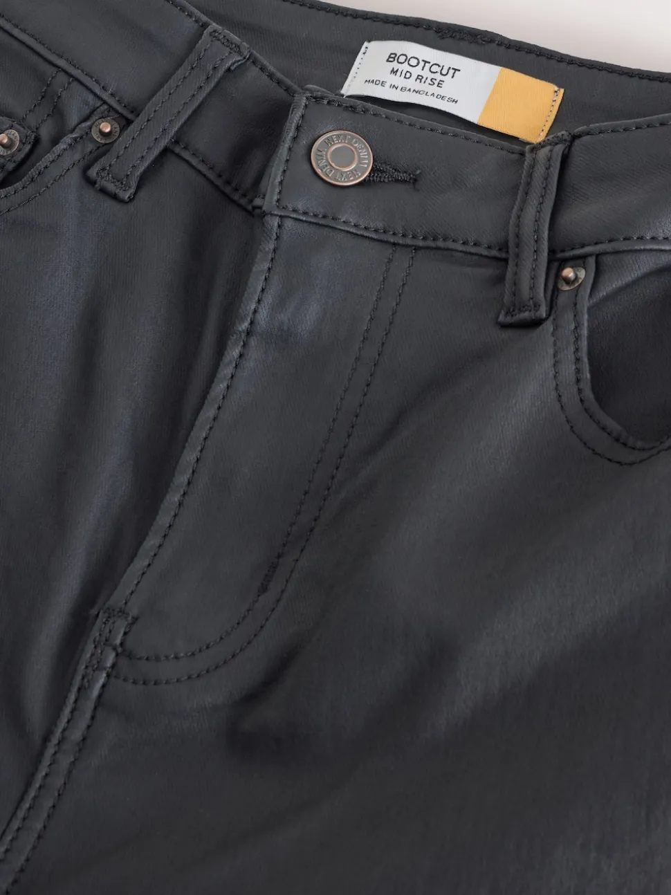 Black Coated Bootcut Jeans