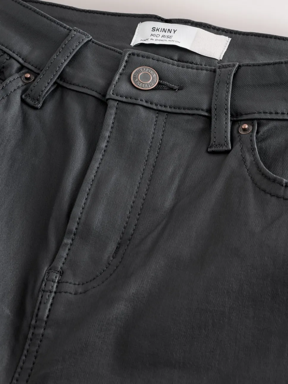 Black Coated Denim Skinny Jeans
