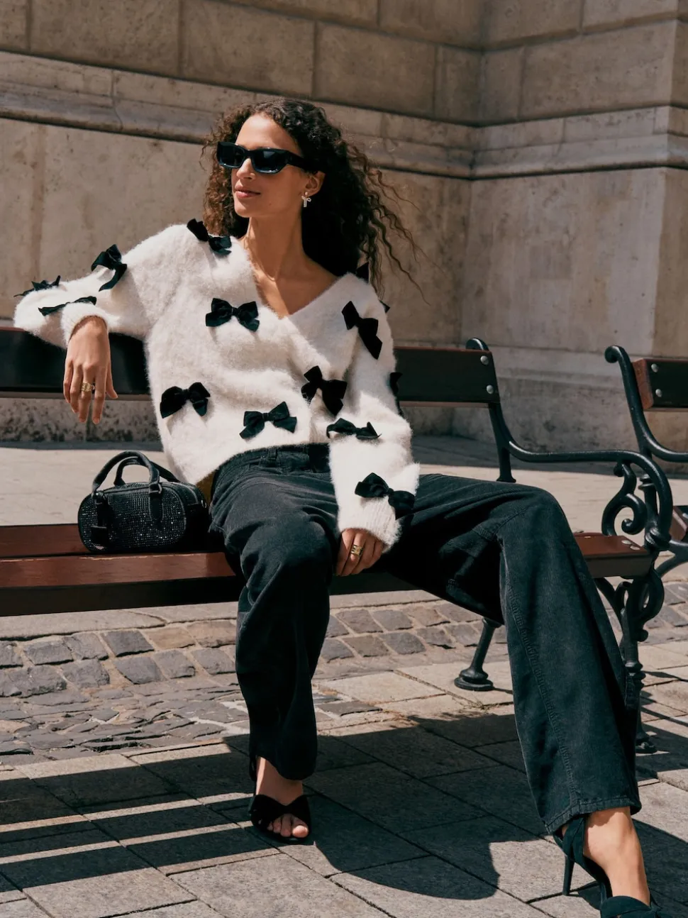 Black Cord Barrel Leg Trousers