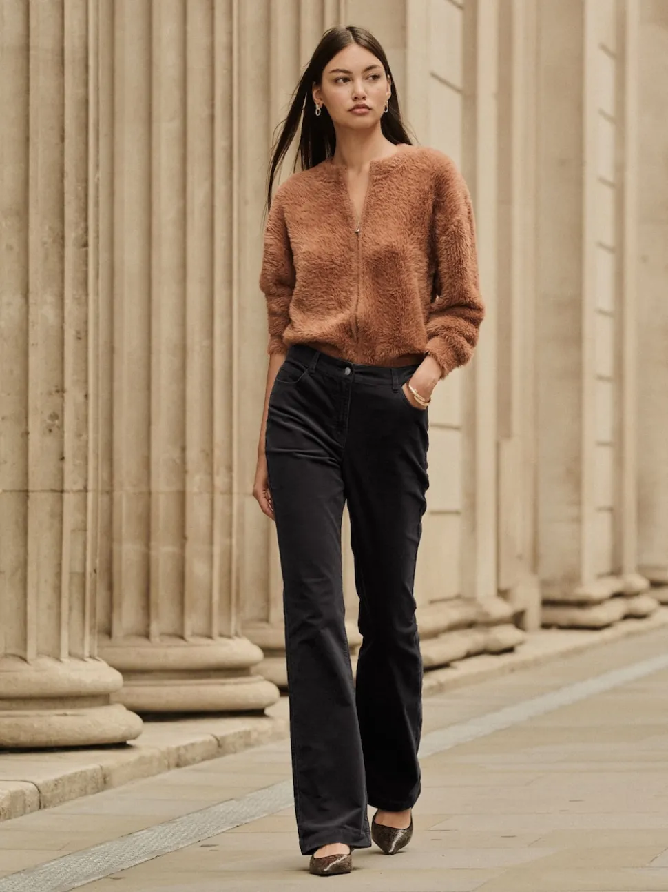 Black Cord Bootcut Trousers