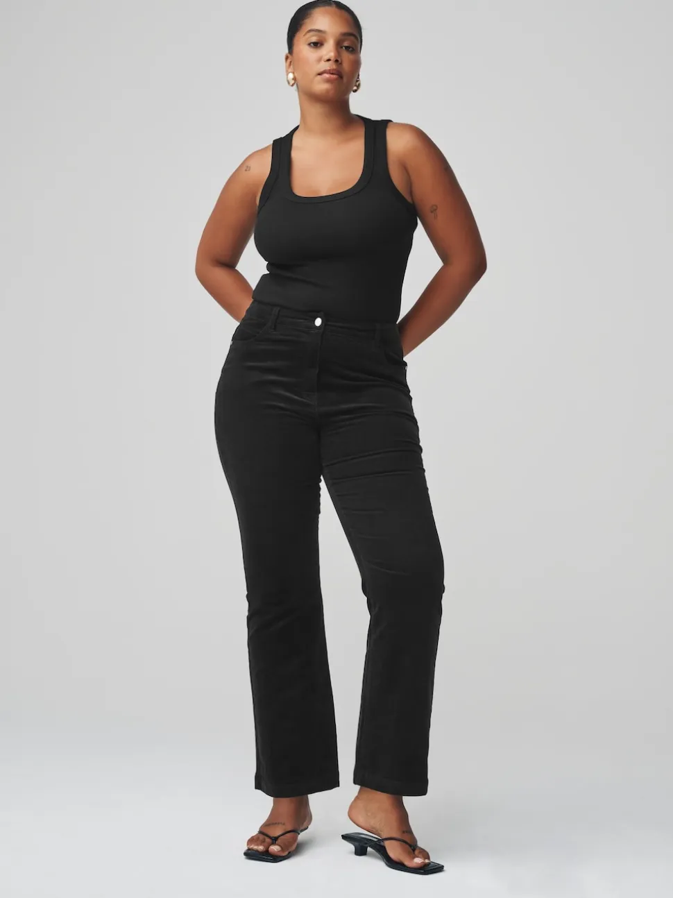 Black Corduroy Bootcut Hourglass Trousers