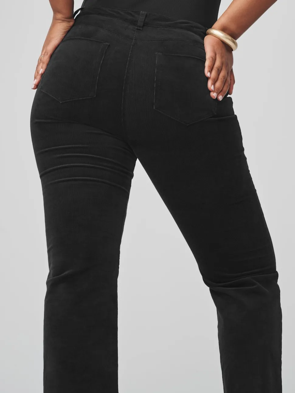 Black Corduroy Bootcut Hourglass Trousers