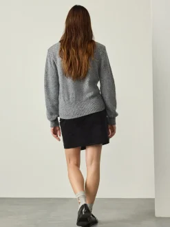 Black Corduroy Mini Wrap Skirt