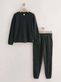 Black Cosy Waffle Long Sleeve Pyjamas