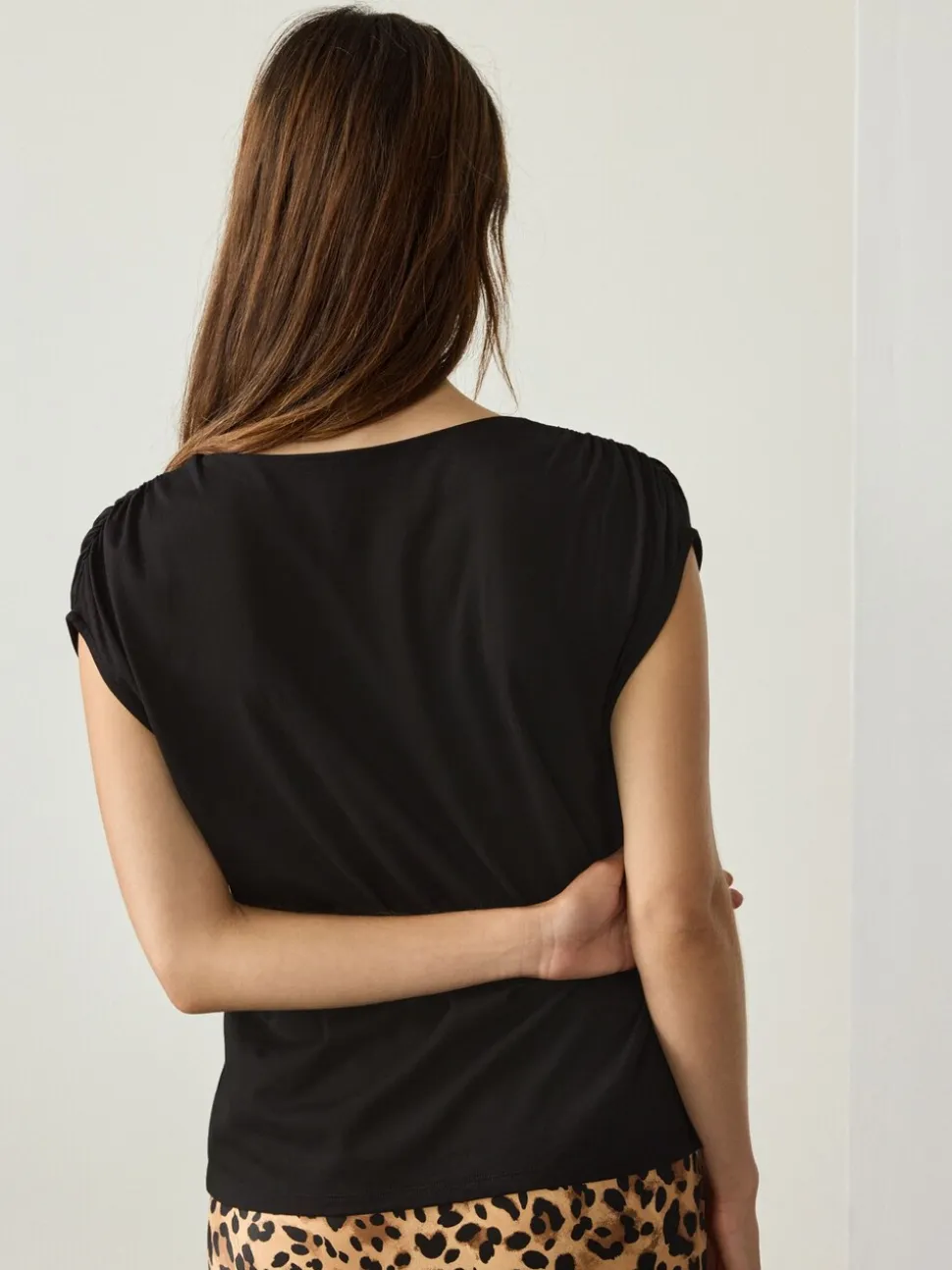 Black Cotton Blend Sleeveless Drape Top