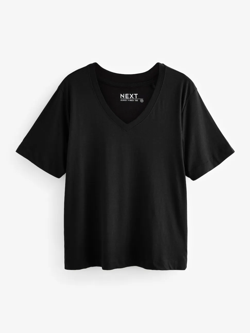 Black Cotton Modal Slouch V-Neck T-Shirt