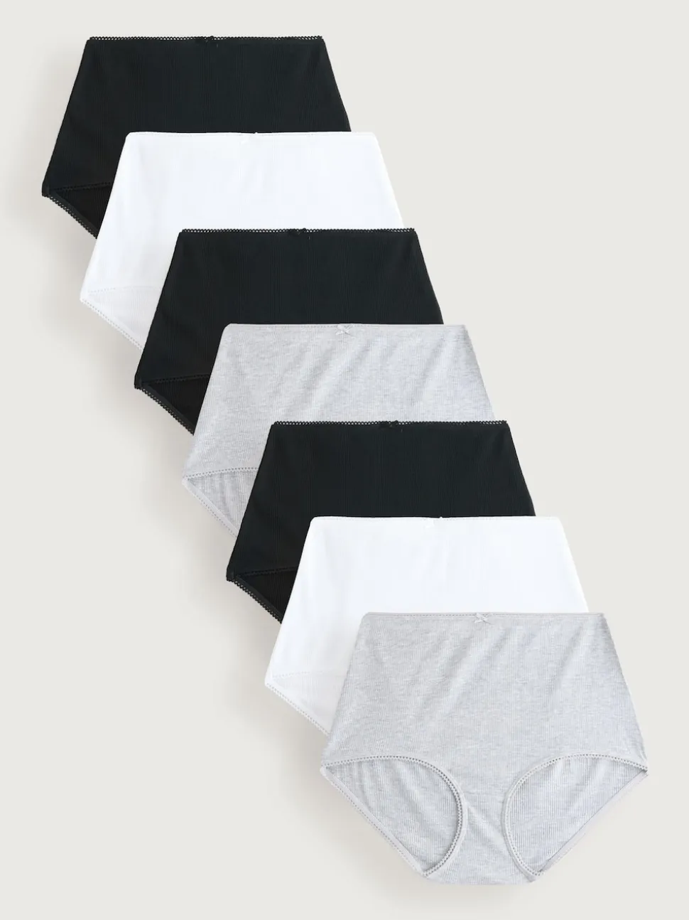 Black Cotton Rib Knickers 7 Pack