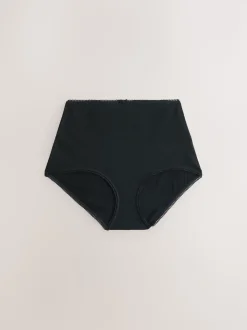 Black Cotton Rib Knickers 7 Pack