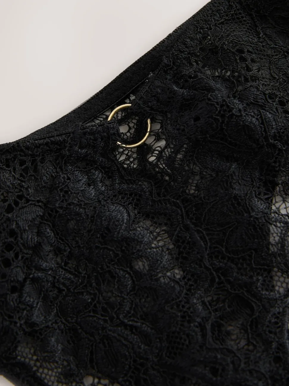 Black Crotchless Thong Lace Knickers