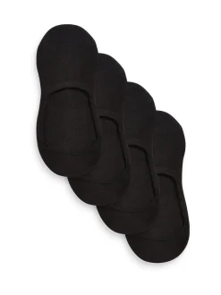 Black Cushion Sole Invisible Trainer Socks 4 Pack