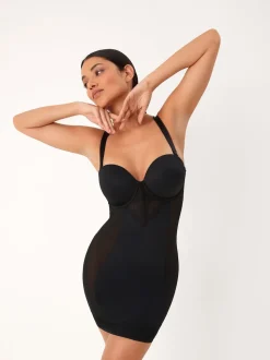 Black DD+ Firm Tummy Control Lightly Padded Lace Slip